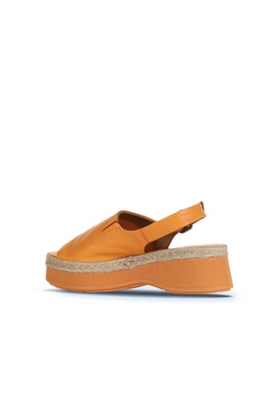 Bueno Shoes Turuncu Açık Deri Kadın Dolgu Topuklu Sandalet 01wy8208