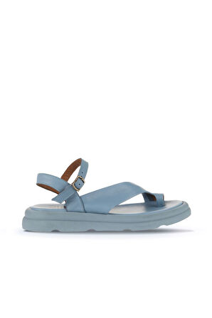 Bueno Shoes Mavi Deri Kadın Parmak Arası Sandalet 01wa2602