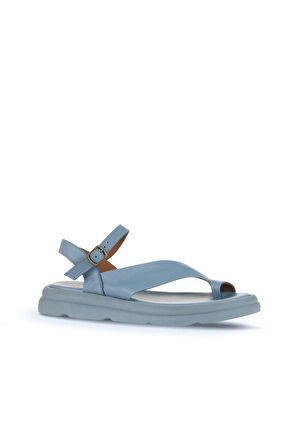 Bueno Shoes Mavi Deri Kadın Parmak Arası Sandalet 01wa2602