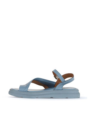 Bueno Shoes Mavi Deri Kadın Parmak Arası Sandalet 01wa2602