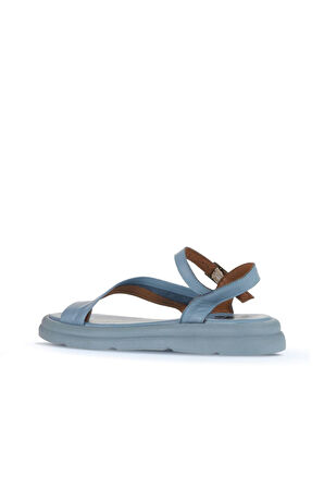 Bueno Shoes Mavi Deri Kadın Parmak Arası Sandalet 01wa2602