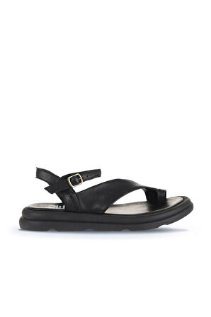 Bueno Shoes Siyah Deri Kadın Parmak Arası Sandalet 01wa2602