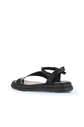 Bueno Shoes Siyah Deri Kadın Parmak Arası Sandalet 01wa2602