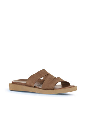 Bueno Shoes Taba Alf Süet Kadın Düz Terlik 01wa5406