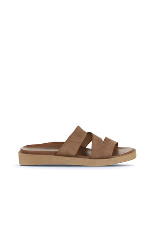 Bueno Shoes Taba Alf Süet Kadın Düz Terlik 01wa5406