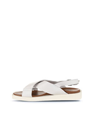 Bueno Shoes Beyaz Kırık Deri Kadın Sandalet 01ws2801