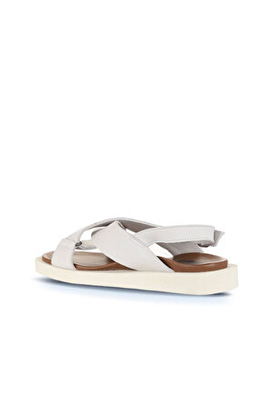 Bueno Shoes Beyaz Kırık Deri Kadın Sandalet 01ws2801