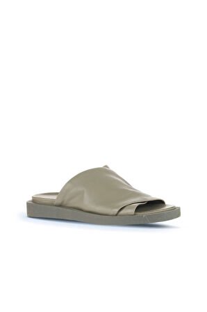 Bueno Shoes Haki Deri Kadın Düz Terlik 01ws2810