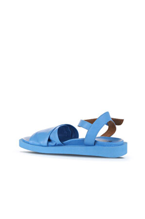 Bueno Shoes Turkuaz Deri Kadın Düz Sandalet 01ws2812
