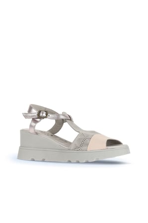 Bueno Shoes Pembe Multi Deri Kadın Dolgu Topuklu Sandalet 01wa0505