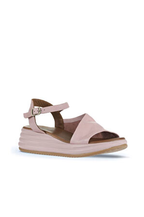 Bueno Shoes Gül Kurusu Deri Kadın Dolgu Topuklu Sandalet 01wa2402