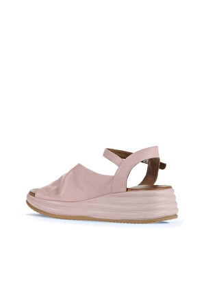Bueno Shoes Gül Kurusu Deri Kadın Dolgu Topuklu Sandalet 01wa2402