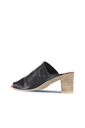 Bueno Shoes Siyah Khv-bej Deri Kadın Topuklu Terlik 01wn1503