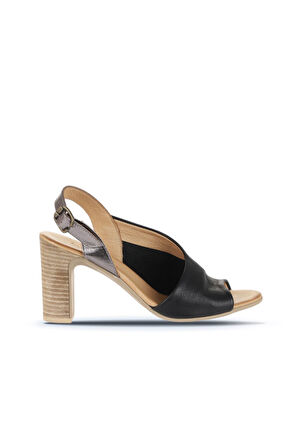 Bueno Shoes Siyah Deri Kadın Topuklu Sandalet 01wn4304