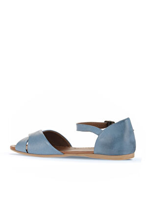 Bueno Shoes Mavi Açık Deri Kadın Düz Sandalet 01wl1217