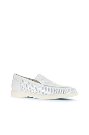 Bueno Shoes Beyaz Flotter Deri Erkek Loafer 01ma8200