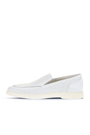 Bueno Shoes Beyaz Flotter Deri Erkek Loafer 01ma8200
