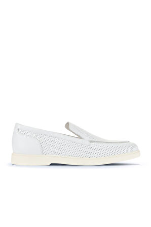 Bueno Shoes Beyaz Flotter Deri Erkek Loafer 01ma8200