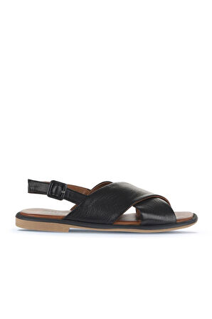 Bueno Shoes Siyah Deri Kadın Düz Sandalet 01wa3600