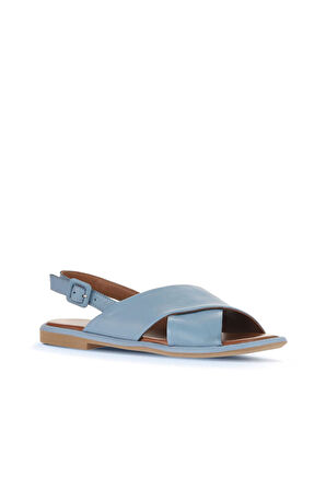 Bueno Shoes Mavi Açık Deri Kadın Düz Sandalet 01wa3600