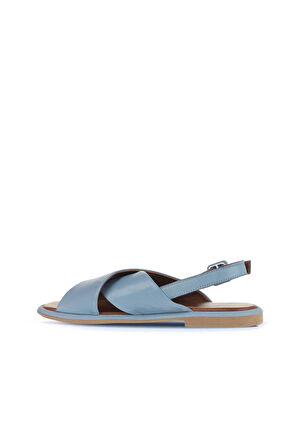 Bueno Shoes Mavi Açık Deri Kadın Düz Sandalet 01wa3600