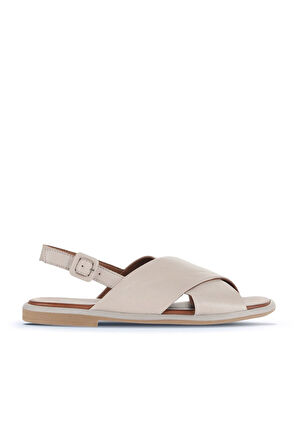 Bueno Shoes Gri Deri Kadın Düz Sandalet 01wa3600