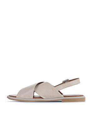 Bueno Shoes Gri Deri Kadın Düz Sandalet 01wa3600
