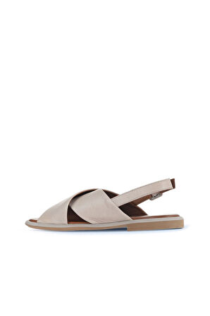Bueno Shoes Gri Deri Kadın Düz Sandalet 01wa3600