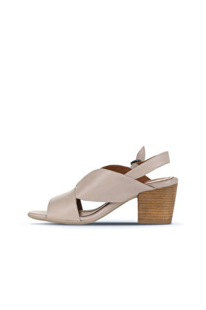Bueno Shoes Gri Deri Kadın Topuklu Sandalet 01wn2603