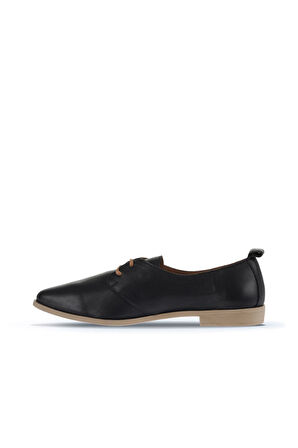 Bueno Shoes Siyah Deri Kadın Düz Ayakkabı 01wa0210