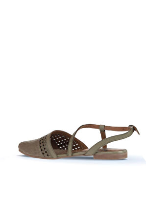 Bueno Shoes Haki Deri Kadın Düz Sandalet 01wa3302