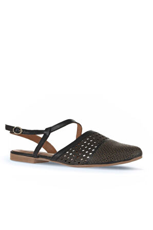 Bueno Shoes Siyah Deri Kadın Düz Sandalet 01wa3302