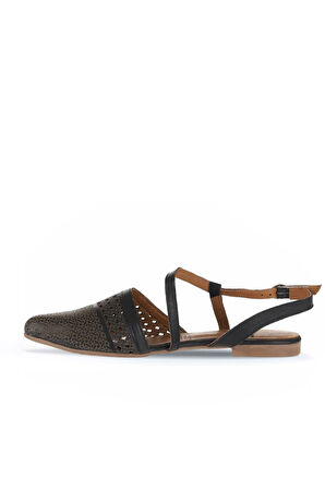 Bueno Shoes Siyah Deri Kadın Düz Sandalet 01wa3302