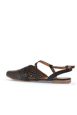 Bueno Shoes Siyah Deri Kadın Düz Sandalet 01wa3302