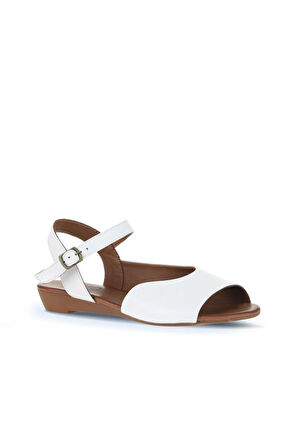 Bueno Shoes Beyaz Deri Kadın Düz Sandalet 01wa4402