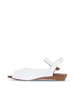 Bueno Shoes Beyaz Deri Kadın Düz Sandalet 01wa4402