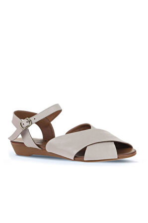 Bueno Shoes Gri Deri Kadın Düz Sandalet 01wa4403