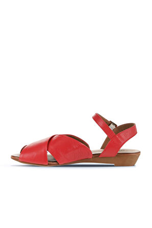 Bueno Shoes Kırmızı Deri Kadın Düz Sandalet 01wa4403