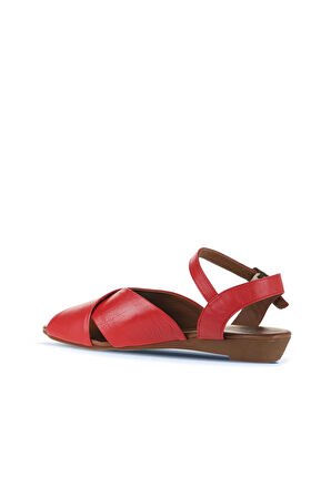 Bueno Shoes Kırmızı Deri Kadın Düz Sandalet 01wa4403