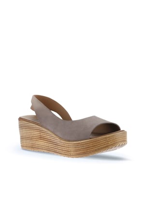 Bueno Shoes Gri Koyu Alf Süet Kadın Dolgu Topuklu Sandalet 01wa4702