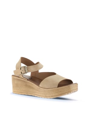 Bueno Shoes Taba Açık Alf Süet Kadın Dolgu Topuklu Sandalet 01wa4704