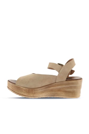 Bueno Shoes Taba Açık Alf Süet Kadın Dolgu Topuklu Sandalet 01wa4704
