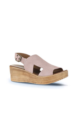 Bueno Shoes Pudra Alf Süet Kadın Dolgu Topuklu Sandalet 01wa4705