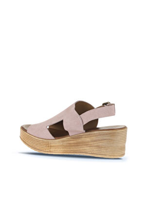 Bueno Shoes Pudra Alf Süet Kadın Dolgu Topuklu Sandalet 01wa4705