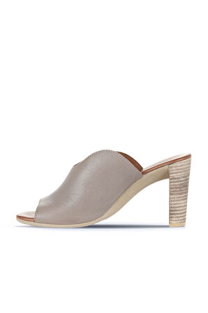Bueno Shoes Gri Deri Kadın Topuklu Terlik 01wn4105
