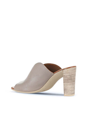Bueno Shoes Gri Deri Kadın Topuklu Terlik 01wn4105