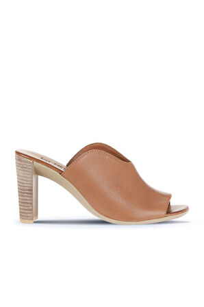 Bueno Shoes Kahverengi Deri Kadın Topuklu Terlik 01wn4105