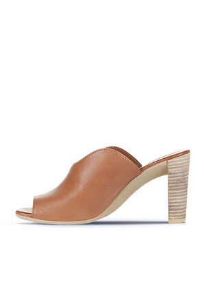 Bueno Shoes Kahverengi Deri Kadın Topuklu Terlik 01wn4105