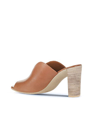Bueno Shoes Kahverengi Deri Kadın Topuklu Terlik 01wn4105