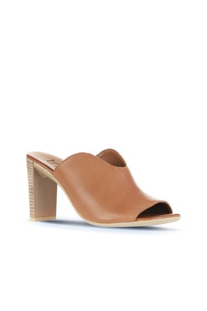 Bueno Shoes Kahverengi Deri Kadın Topuklu Terlik 01wn4105